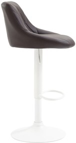 Banco de bar Lazio em couro sintético e com estrutura branca 46 x 83-104 x 49 cm Castanho