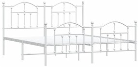 Estrutura de cama com cabeceira e pés 180x200 cm metal branco