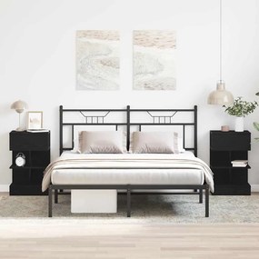 Cômoda de Canto vidaXL 2 pcs Preto Carvalho 40x35x65 cm Madeira Engenheirada