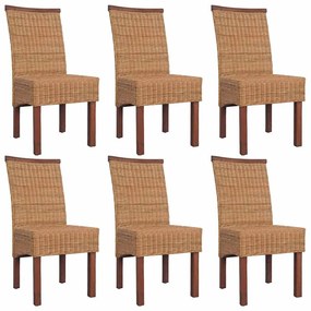 vidaXL Cadeiras de jantar 6 pcs vime genuíno castanho