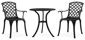 315592 vidaXL 3 pcs conjunto de bistrô alumínio fundido preto