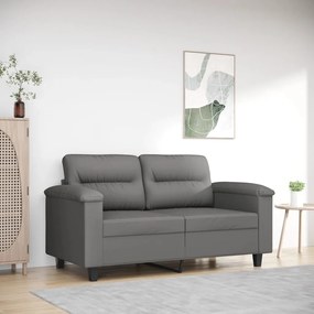 Sofá de 2 lugares 120 cm tecido de microfibra cinzento-escuro