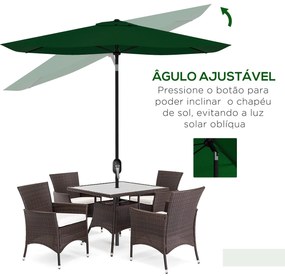 Chapéu de Sol de Jardim 300x200x248 cm Proteção UV50+ Inclinável com Teto de Ventilação e Manivela para Terraço Verde