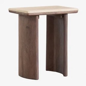 Mesa Lateral Casilda Em Madeira De Travertino E Acácia Travertine & 35 X 25 X 45 Cm - Sklum