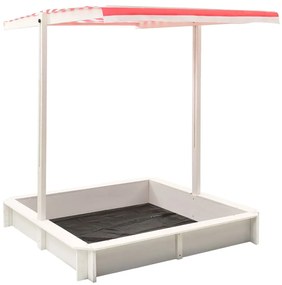 Caixa de areia c/ telhado ajustável abeto UV50 branco/vermelho