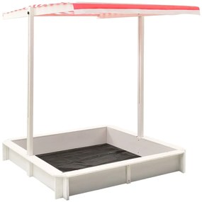 vidaXL Caixa de areia c/ telhado ajustável abeto UV50 branco/vermelho