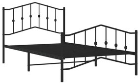 Estrutura de cama com cabeceira e pés 107x203 cm metal preto