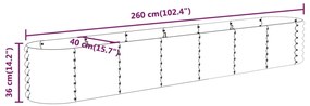 Canteiro elevado jardim 260x40x36 aço revestido a pó antracite