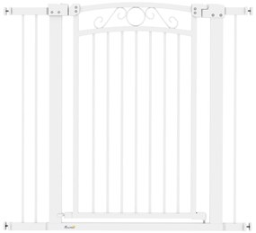 PawHut Barreira de Segurança para Cães Extensível 76-102 cm Barreira para Animais de Estimação com 2 Extensões Duplo Bloqueio Branco