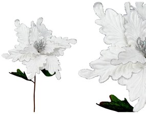 Flor Poinsettia Tecido Branca 74CM
