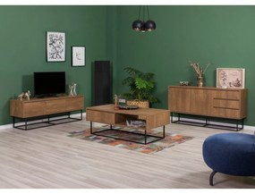 Conjunto de Mobiliário de Sala de Estar Laxus – Nogueira Preta – TV: 1