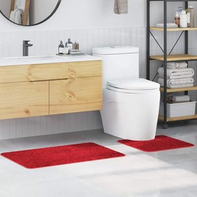 Conjunto de 2 Tapetes de Banho vidaXL Vermelho Polipropileno Antiderrapante