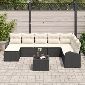Conjunto de Sofá de Jardim vidaXL 8 Peças com Almofadas de Rattan Poly