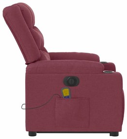 Poltrona elevatória de massagens elétrica tecido vermelho tinto