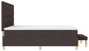 Cama Box Spring com Colchão e Banco Castanho Escuro 200x200 cm Tecido