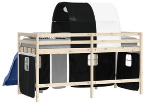 Cortinas para cama elevada com túnel poliéster branco e preto
