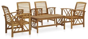5 pcs conjunto lounge de jardim madeira de acácia maciça