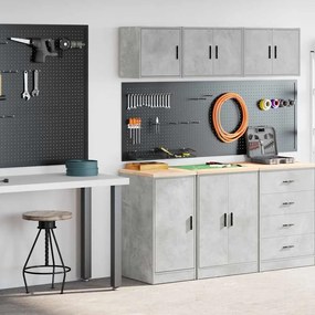 vidaXL Armários de garagem 2 pcs madeira processada cinzento-cimento