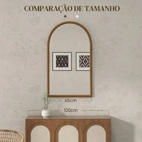 Espelho de Parede 65x110 cm com Moldura de Madeira em Forma de Janela Espelho Decorativo para Sala Quarto Castanho Escuro