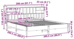 Cama com estante sem colchão 200x200 cm pinho maciço