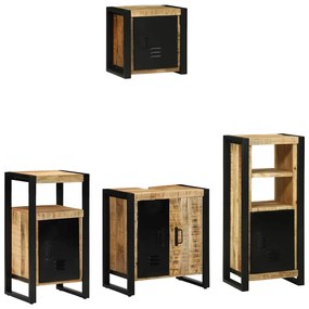 Conjunto de Móveis para Banheiro 4 pcs Madeira de manga maciça