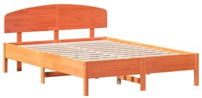 Cama sem colchão 160x200 cm madeira pinho maciço castanho-mel