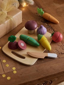 Conjunto de legumes para cortar, em madeira FSC® bege