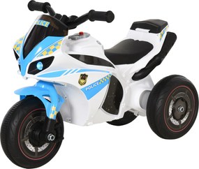 Andador  para crianças com tema de moto de corrida, efeitos sonoros e luminosos, porta-bagagens, azul e branco
