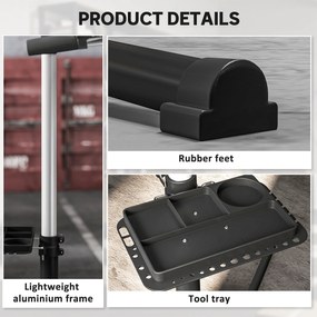 Suporte para Reparação de Bicicleta Dobrável com Bandeja Magnética Altura Ajustável 107-160 cm e Giratório 360º Preto