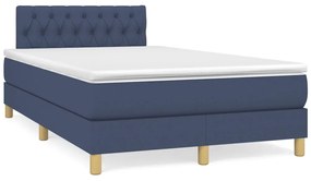 vidaXL Cama box spring c/ colchão e LED 120x190 cm tecido azul
