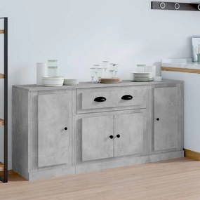 vidaXL Aparadores 3 pcs derivados de madeira cinzento cimento