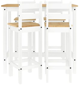 5 pcs conjunto de bar pinho maciço branco