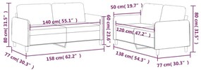 2 pcs conjunto de sofás com almofadões tecido cor creme