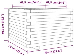 Vaso/floreira de jardim 70x70x49,5 cm madeira de pinho maciça