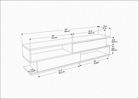 Móvel TV Cortez – Carvalho e Branco – 160 cm x 35,3 cm x 38,6 cm