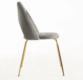 Conjunto de 2 Cadeiras Lille em Veludo Cinzento com Pernas Douradas -