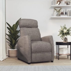 vidaXL Poltrona reclinável tecido cinzento-acastanhado