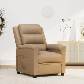 3099000 vidaXL Poltrona massagens reclinável elétrica couro art. cappuccino