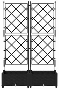 Jardineira com Treliça 2 pcs Preta 80x40x125.5 cm
