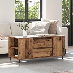 vidaXL Mesa de centro com gaveta Madeira antiga 102 x 44,5 x 50 cm