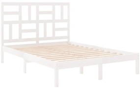 Estrutura de cama casal 135x190 cm madeira maciça branco