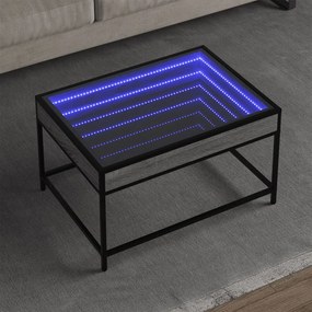 Mesa de centro luzes LED Infinity 70x50x41 cm cinzento sonoma