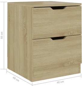 Mesas cabeceira 2pcs 40x40x50cm contraplacado carvalho sonoma