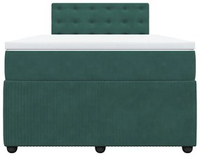 Cama boxspring com colchão 120x200 cm veludo verde-escuro