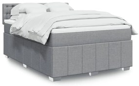 vidaXL Cama com molas/colchão 160x200 cm tecido cinzento-claro