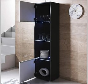 Vitrine Alta Toledo – 40x167 cm – Preto e Branco com LED Azul