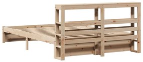 Estrutura de cama com cabeceira 120x200 cm pinho maciço