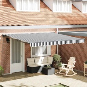 vidaXL Toldo Retrátil Manual Antracite e Branco, 400x300 cm