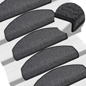 vidaXL Tapetes de escada 15 pcs 65x24x4 cm antracite