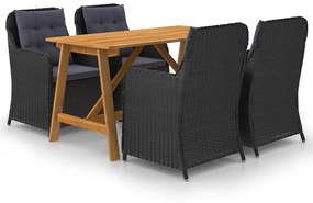 vidaXL 5 pcs conjunto de jantar para jardim preto